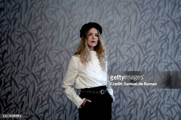 Spanish singer and actress Christina Rosenvinge poses for a portrait session during the Lo que viene Film Festival at on May 12, 2021 in Tudela,...