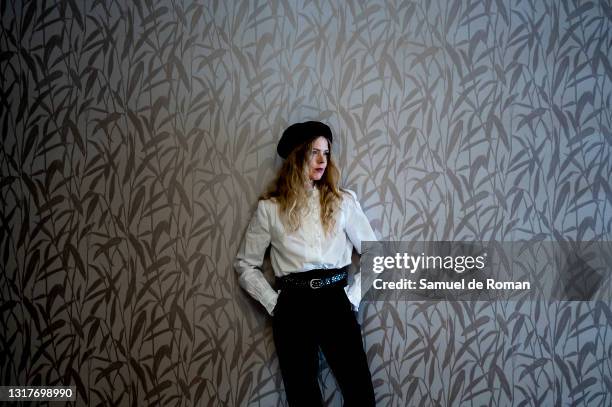 Spanish singer and actress Christina Rosenvinge poses for a portrait session during the Lo que viene Film Festival at on May 12, 2021 in Tudela,...