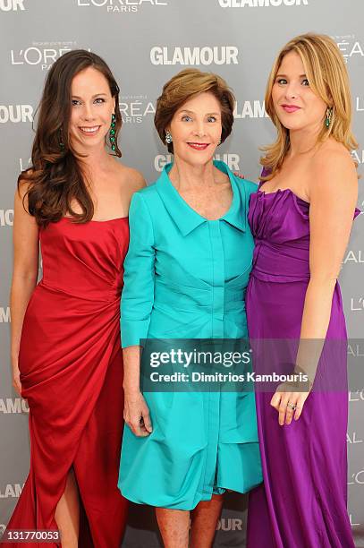 Barbara Bush, former first lady of the United States Laura Bush, and Jenna Bush Hager attend Glamour's 2011 Women of the Year Awards on November 7,...