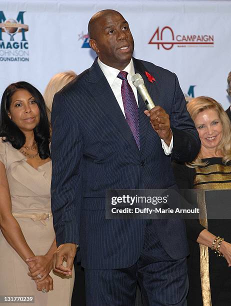 Cookie Johnson, Earvin "Magic" Johnson and Chris Riley attend 20th Anniversary of Magic Johnson's Retirement and Creation of the Magic Johnson...