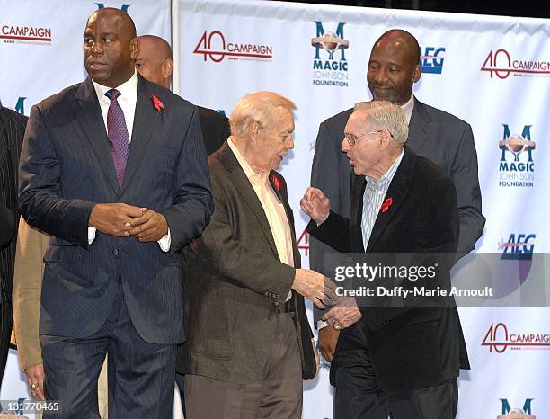 Earvin "Magic" Johnson, Jerry Buss and Bill Sharman attend 20th Anniversary of Magic Johnson's Retirement and Creation of the Magic Johnson...