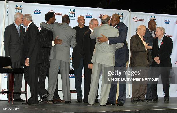 Michael Cooper, Mike Dunleavy, Jerry West, Pat Riley, Mitch Kupchak, Earvin 'Magic' Johnson, A.C. Green, Gary Vitti, Mychal Thompson, Dr. Jerry Buss,...