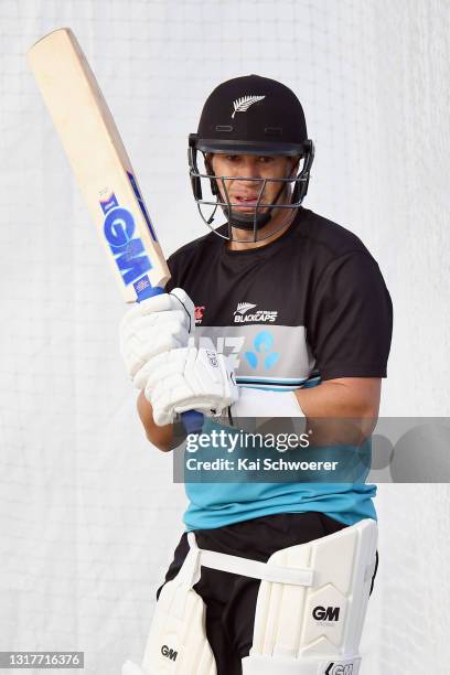 Ross Taylor looks on during a New Zealand Blackcaps training session at the New Zealand Cricket High Performance Centre on May 13, 2021 in Lincoln,...