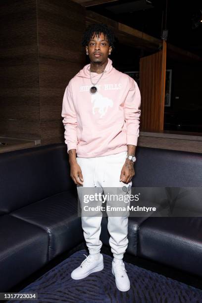 Savage is seen at the private screening of 'Spiral' for 21 Savage and friends on May 12, 2021 in Los Angeles, California.