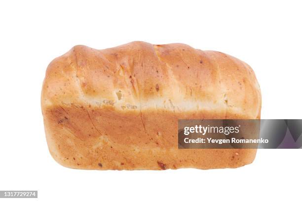 loaf of bread on white background - gold rectangle stock pictures, royalty-free photos & images