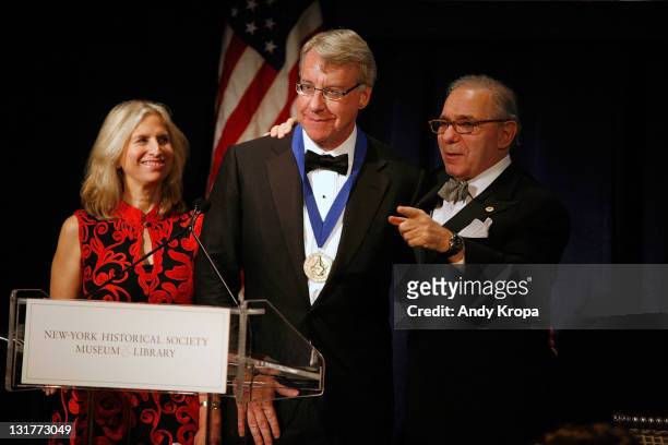 New-York Historical Society President Louise Mirrer, honoree James Chanos and New-York Historical Society Board of Trustees Chairman Roger Hertog...