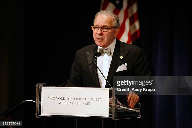 New-York Historical Society Board of Trustees Chairman Roger Hertog speaks at the 2011 New-York Historical Society History Makers Awards at The...