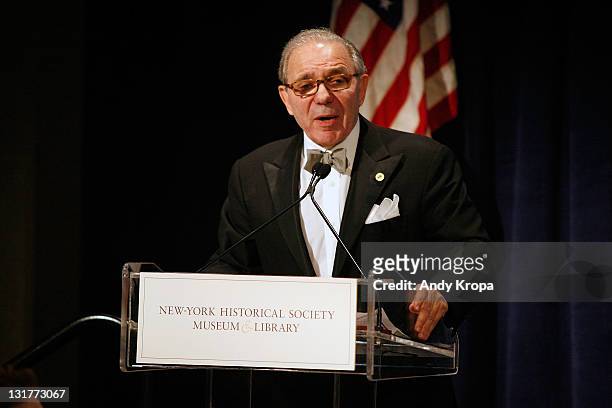 New-York Historical Society Board of Trustees Chairman Roger Hertog speaks at the 2011 New-York Historical Society History Makers Awards at The...