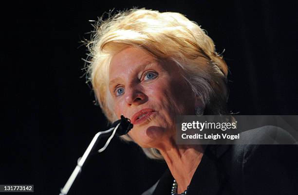 Jane Harman speaks during the 9th Annual "Inspiration to Action" Catalogue for Philanthropy kick-off at Sidney Harman Hall, Harman Center for the...