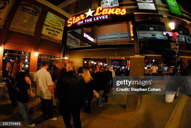 General view of Cincinnati Bengals fans in line to attend the 81 Cares Bowl presented by Terrell Owens and GQ Magazine at Star Lanes On The Levee on...