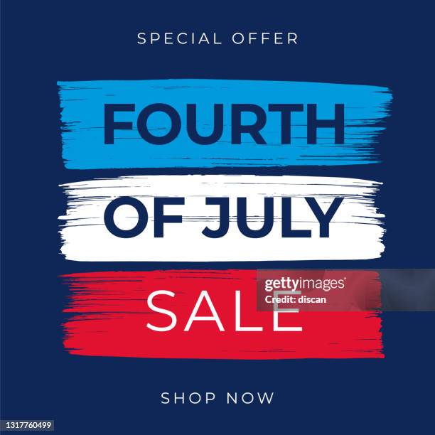 fourth of july sale design with brushes. - sale background stock illustrations