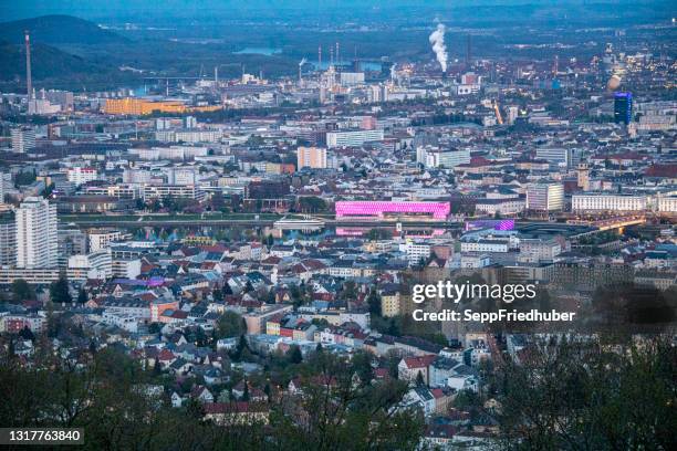 linz at the danube panorama overview - upper austria stock pictures, royalty-free photos & images