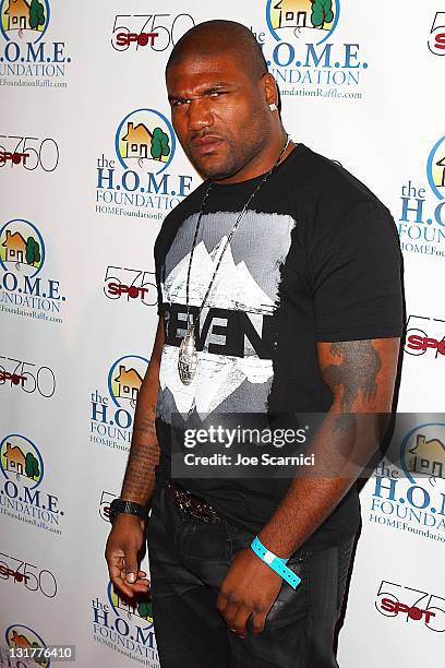 Quinton "Rampage" Jackson arrives at H.O.M.E. Foundations STIKS Celebrity Video Game Challenge for Charity on January 11, 2011 in Los Angeles,...