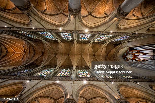 linz at the danube new cathedral mariendom, - linz stock pictures, royalty-free photos & images