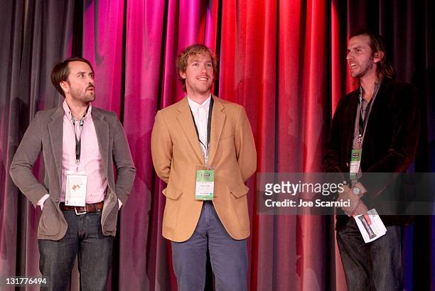Filmmakers Ryan McNeill, Adam Littke and Adam Willis speak onstage during Eclectic Mix 1 during the 2010 Los Angeles Film Festival at The GRAMMY...