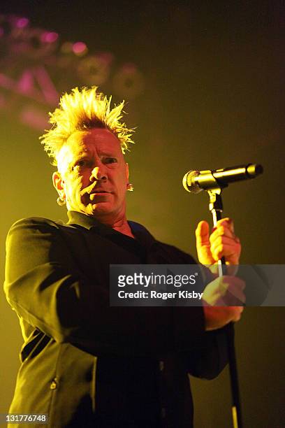 Singer John Lydon aka Johnny Rotten of Public Image Ltd. Performs onstage in concert at Terminal 5 on May 18, 2010 in New York City.