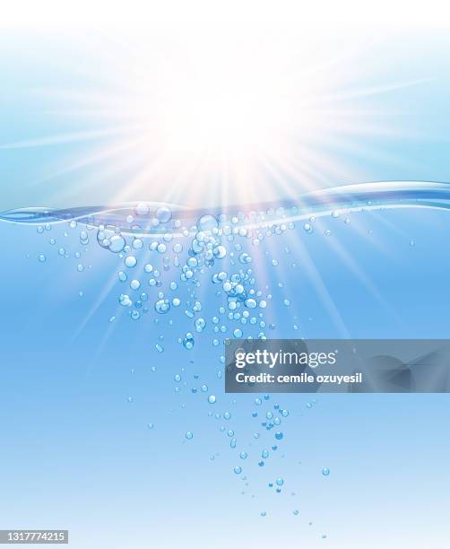 blue wave bubbles - outdoor swimming pool stock illustrations