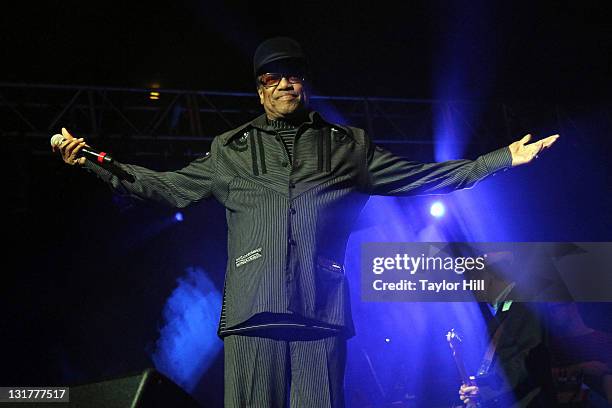 Bobby Womack performs as Gorillaz at Madison Square Garden on October 8, 2010 in New York City.