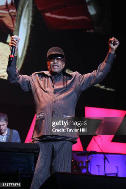 Bobby Womack performs as Gorillaz at Madison Square Garden on October 8, 2010 in New York City.