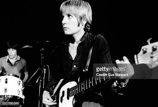 Chris Frantz and Tina Weymouth of Talking Heads perform on stage at the band's first UK gig at The Rock Garden, Covent Garden, London, England, on...