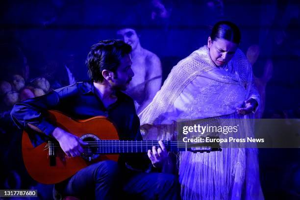 The dancer Maria Moreno of the flamenco group "Guerrero" performs at the Corral de la Moreria, which reopens its doors on 20 May, on the occasion of...