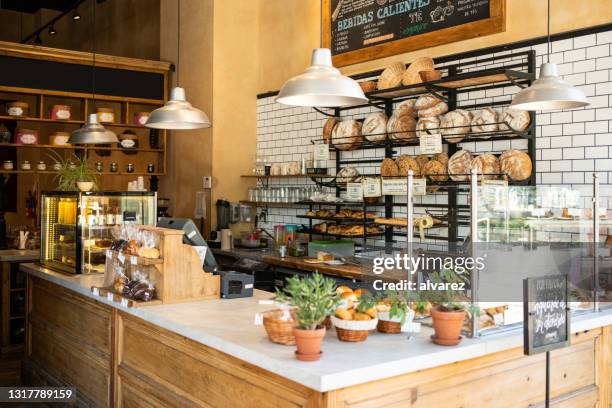 interior of a local coffee shop - empty store stock pictures, royalty-free photos & images