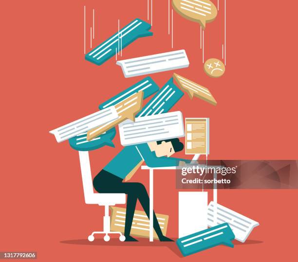 ilustrações, clipart, desenhos animados e ícones de sobrecarga de informações - empresário - excesso