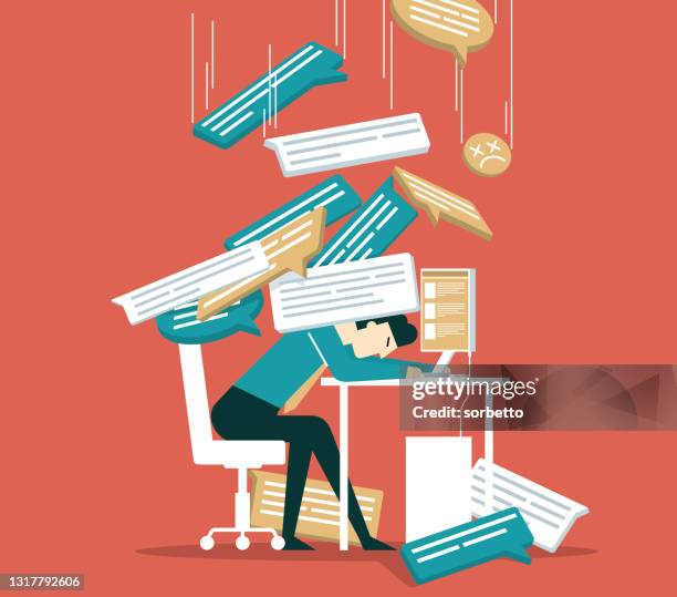 ilustrações de stock, clip art, desenhos animados e ícones de information overload - businessman - tensão