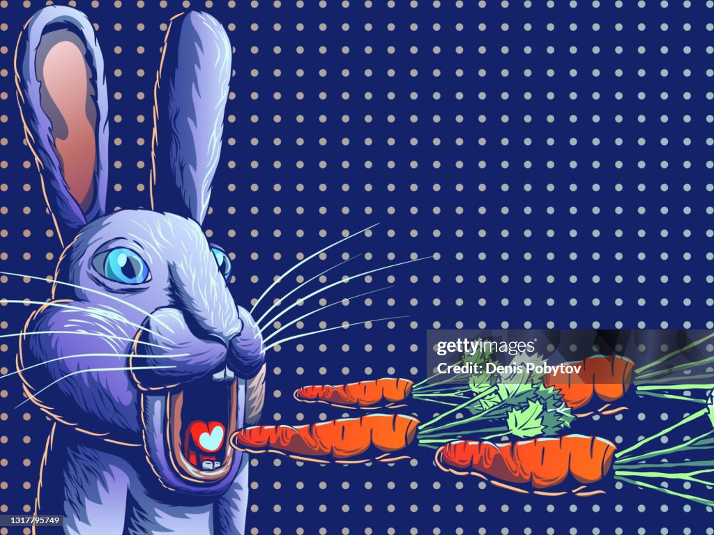 Funny Cartoon Banner Illustration Rabbit Or Hare Eating Carrot High-Res  Vector Graphic - Getty Images