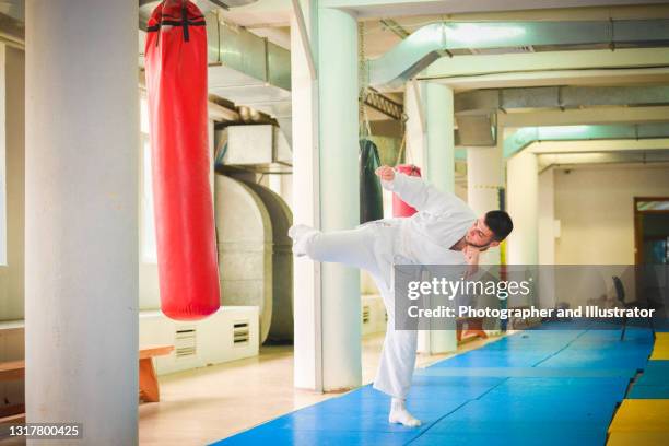 karate kick martial art - martial arts background stock pictures, royalty-free photos & images