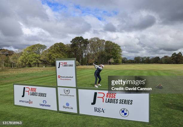Amy Boulden of Wales plays her tee shot on the first hole during the Rose Ladies Series at Brockenhurst Manor Golf Club on May 13, 2021 in...