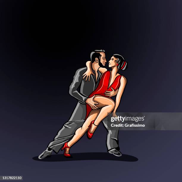 argentine couple dancing tango in buenos aires illustration - tango buenos aires stock illustrations