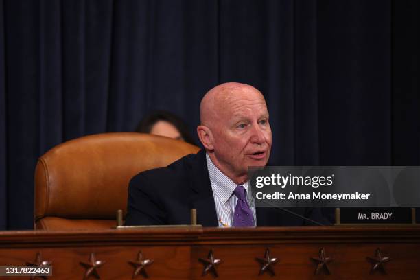 House Ways and Means Committee Ranking Member Kevin Brady speaks during a hearing with U.S. Trade Representative Katherine Tai on Capitol Hill on May...