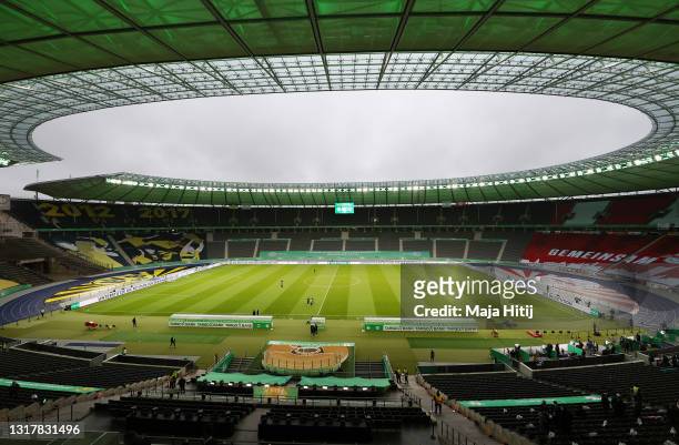 General view of the Olympic Stadium seen ahead during the DFB Cup final match between RB Leipzig and Borussia Dortmund at Olympic Stadium on May 13,...