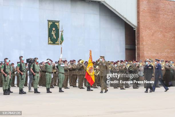 King Felipe VI during the act of recognition to the personnel participating in missions in Afghanistan, at the Torrejon de Ardoz Air Base, on 13 May,...