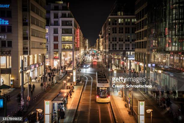 friedrichstrasse in berlin, germany - berlin night stock pictures, royalty-free photos & images