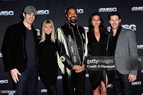 Brian Boyle, Genevieve Morton, Walt "Clyde" Frazier, Catrinel Marlon, and Brandon Prust attend the premiere of "The Summer of 86: The Rise and Fall...