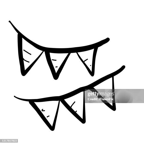 summer vacation and leisure bunting flags hand drawn icon - bunting sketch stock illustrations