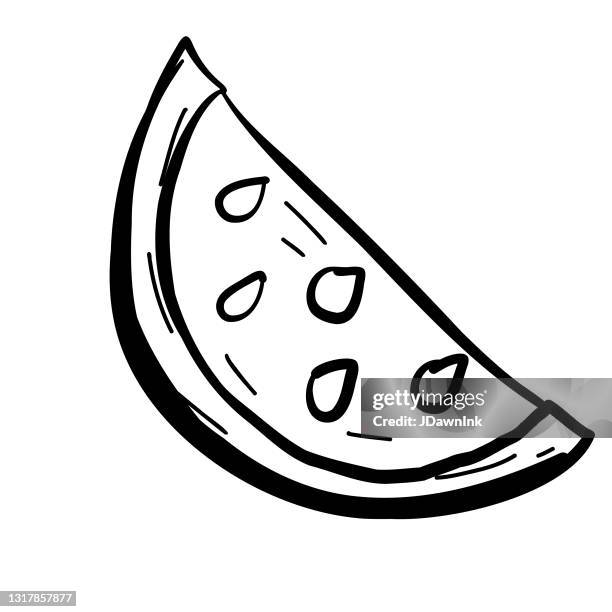 summer vacation and leisure watermelon hand drawn icon - melon isolated stock illustrations