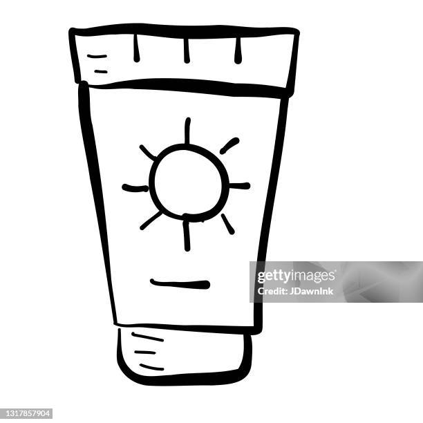 summer vacation and leisure sunscreen bottle hand drawn icon - sunscreen bottle stock illustrations