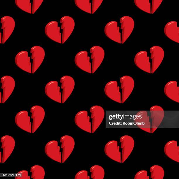 broken hearts seamless pattern - robinolimb heart stock illustrations