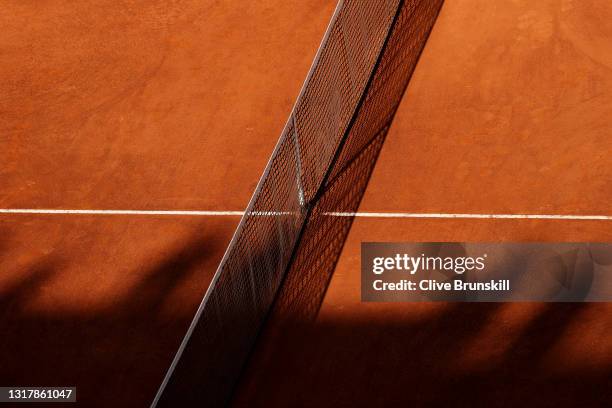 Net detail during Denis Shapovalov of Canada against Rafael Nadal of Spain during their mens singles third round match during Day Six of the...