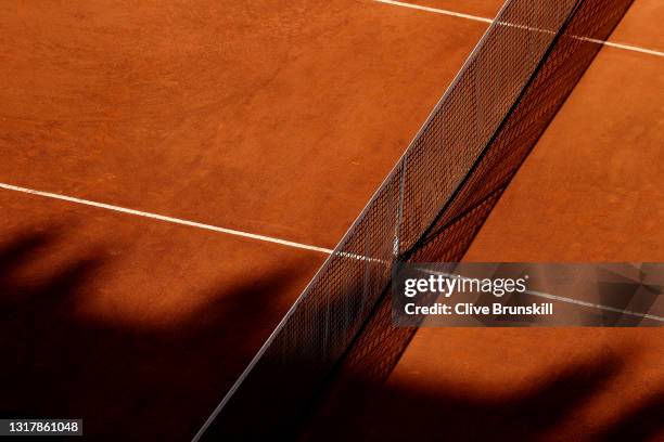 Net detail during Denis Shapovalov of Canada against Rafael Nadal of Spain during their mens singles third round match during Day Six of the...