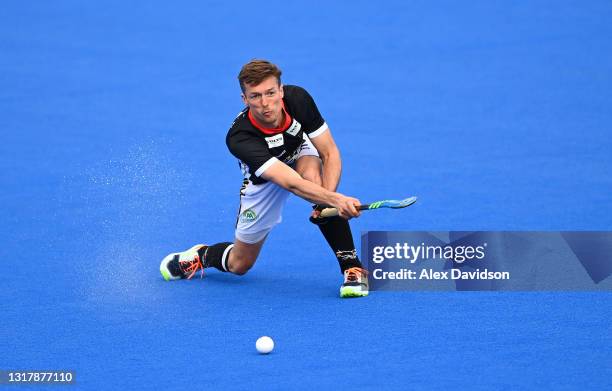 Mathias Muller of Germany in action during the FIH Hockey Pro League match between Great Britain Men and German Men at Lee Valley Hockey and Tennis...