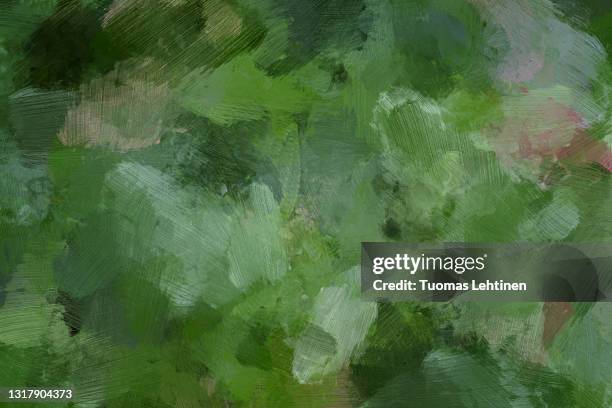 abstract green oil painting background with brush strokes. - acrylic painting fotografías e imágenes de stock