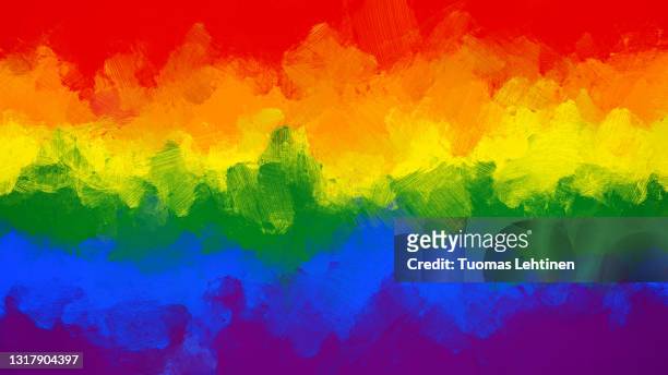 rainbow colored lgbt pride flag oil painting background with brush strokes. - proud bildbanksfoton och bilder