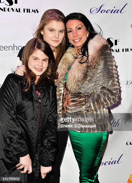 Personality Danielle Staub and daughters Jillian Staub and Christine Staub attend the "Social" launch party at Greenhouse on February 8, 2011 in New...