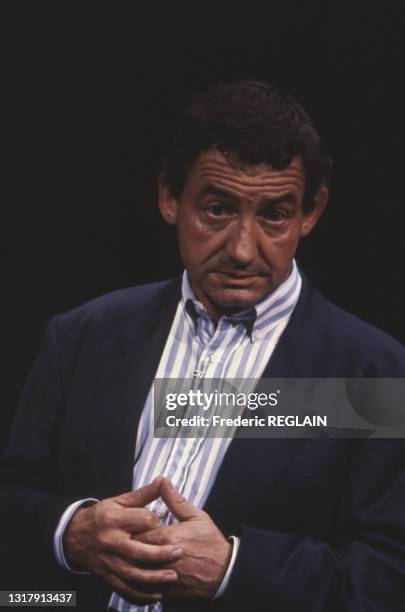 Le comique Pierre Desproges au théâtre Grévin le 30 septembre 1986.
