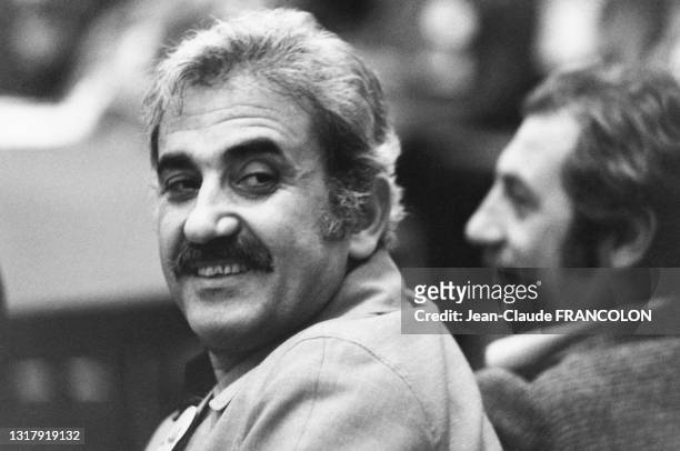 Georges Habache, leader du Front Populaire de Libération de la Palestine, lors de la conférence du Front de la Fermeté le 3 Février 1978 à Alger,...