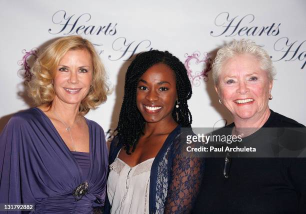Actors Katherine Kelly Lang, Kristolyn Lloyd and Susan Flannery arrives at the "Hearts For Hope" charity fashion show at The Four Seasons Hotel on...